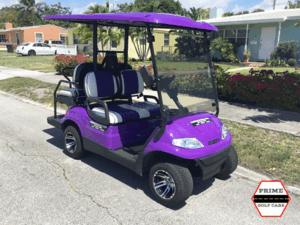 Purple Advanced EV 4 Passenger Golf Cart affordable golf cart rental, golf cart rent cabo san lucas