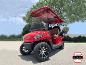 Red Elite EV 4 Passenger Golf Cart affordable golf cart rental, golf cart rent cabo san lucas