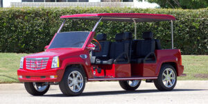 Red Escalade Limo Golf Cart affordable golf cart rental, golf cart rent cabo san lucas