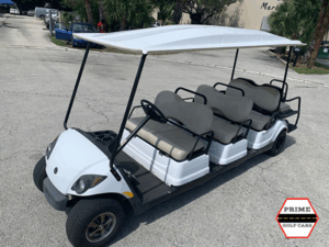 White 8 Passenger Yamaha Golf Cart affordable golf cart rental, golf cart rent cabo san lucas
