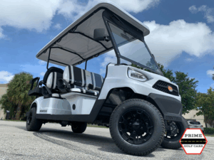 White Bintelli Nemesis 6 Passenger Golf Cart affordable golf cart rental, golf cart rent cabo san lucas