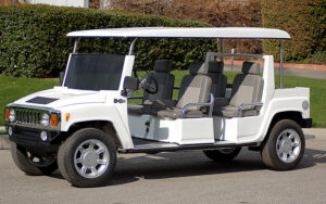 White Hummer Limo Golf Cart affordable golf cart rental, golf cart rent cabo san lucas