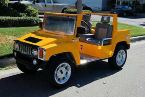 Yellow Hummer LSV Golf Cart affordable golf cart rental, golf cart rent cabo san lucas