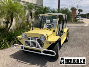 Yellow Mokee 4 Passenger Golf Cart affordable golf cart rental, golf cart rent cabo san lucas
